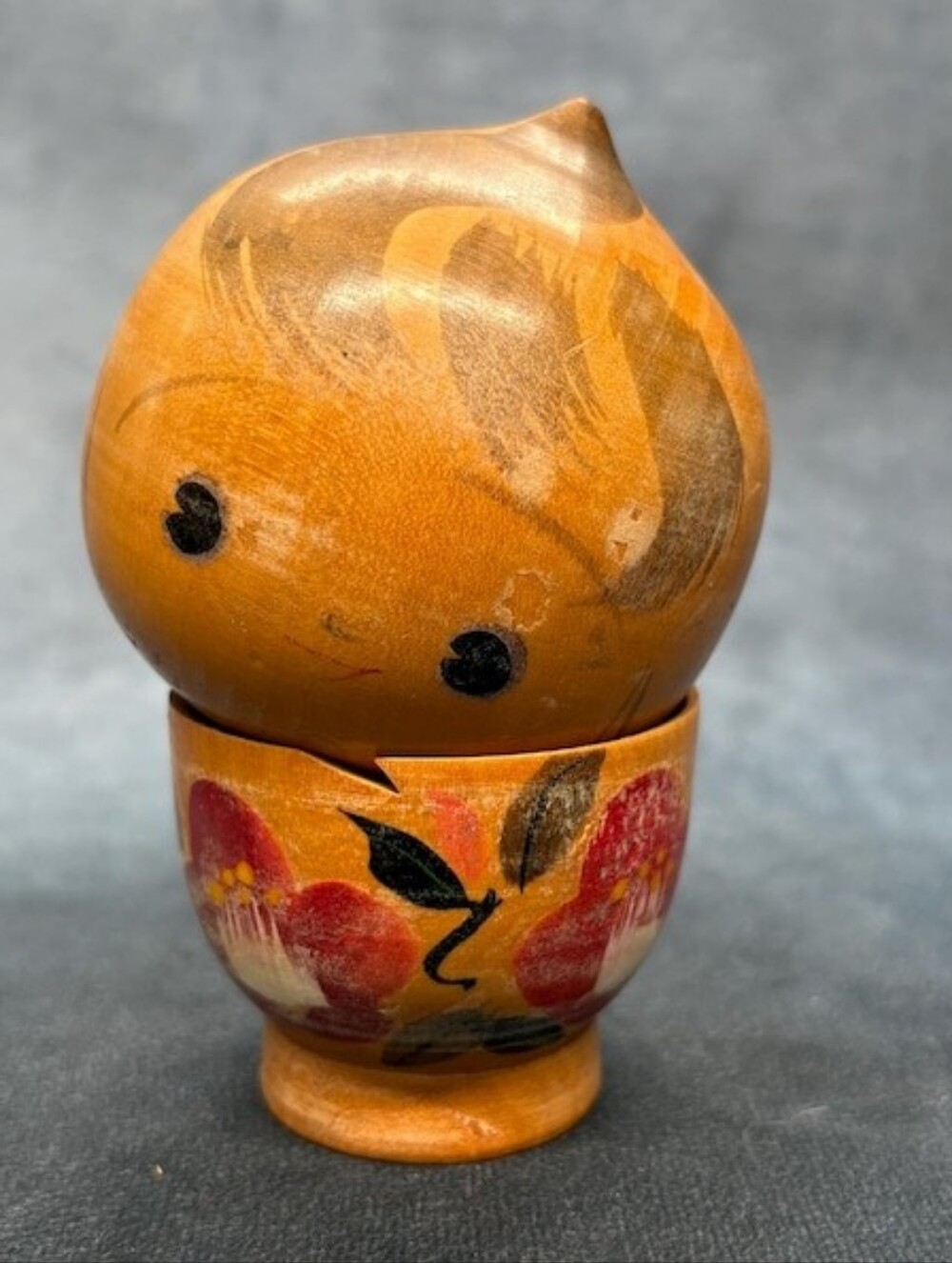 Hand-Painted Wooden Home Accent in Warm Honey Brown with Floral Motif